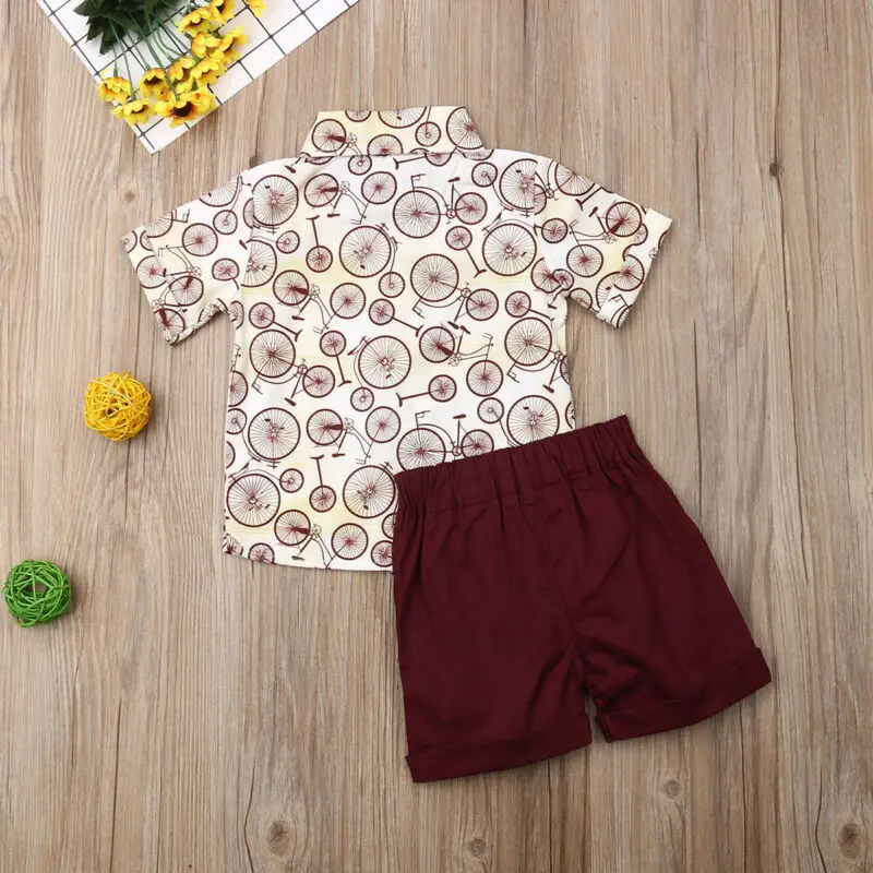 Новинка 2019 брендовая летняя рубашка и штаны для маленьких мальчиков наряды