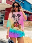 Женская летняя футболка с круглым вырезом и принтом Микки Мауса