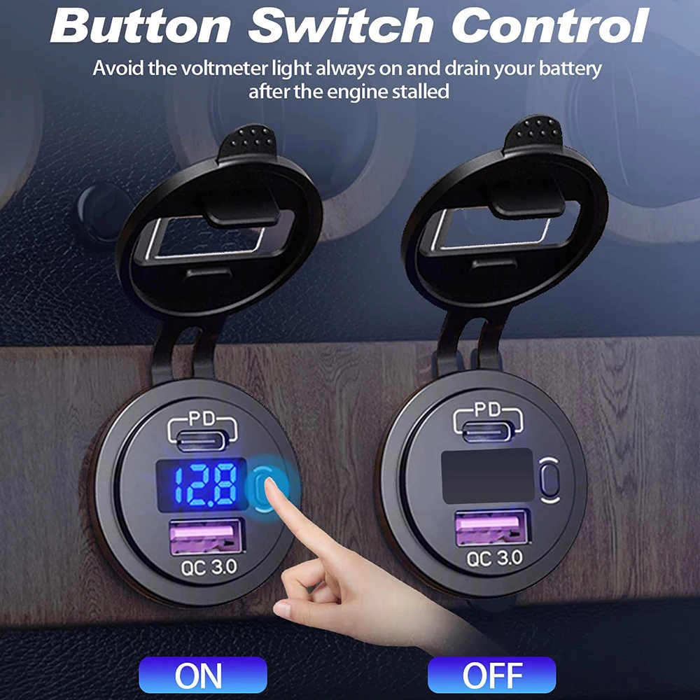 Зарядное устройство ROXGOCT 48 Вт QC 3 0 + PD 12 В USB быстрая зарядка светодиодный вольтметр