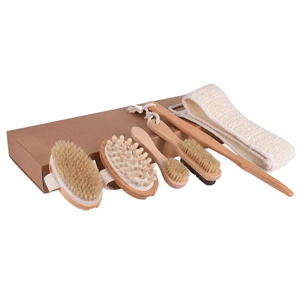 

Новая натуральная мягкая щетина для ванны, спа, отшелушивающая щетка для тела, щетка для ванны, щетка для ванны, щетка для сухой кожи ног, кам...