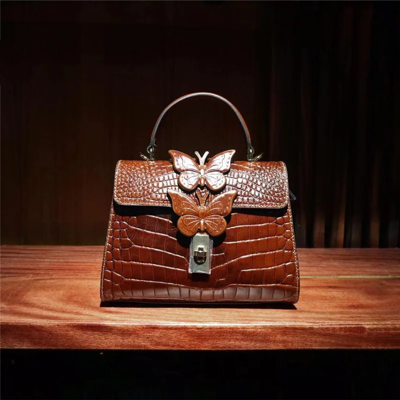 Женская сумка через плечо с крокодиловым узором женская сумочка из натуральной