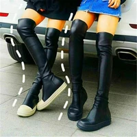 punk goth thigh high boots womens over the knee fashion sneakers pull on flats oxfords tall long boots 35 36 37 38 39 40 41 43