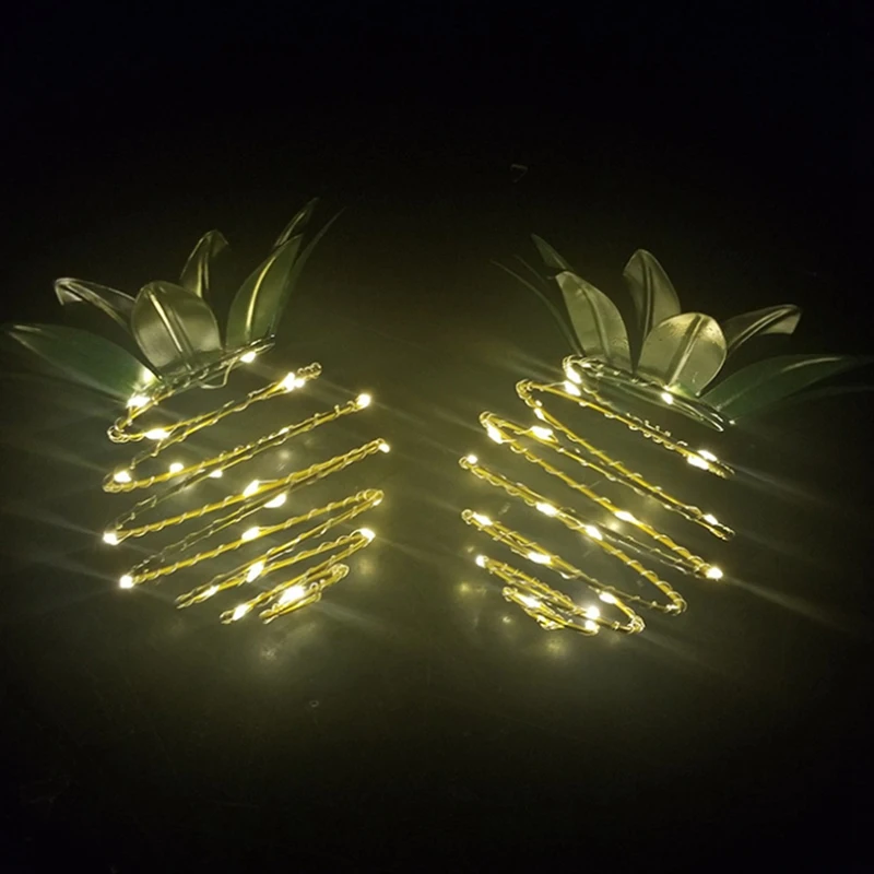 

HOT-LED Solar Pineapple Light Wrought Iron Decorative Light String Garden Lawn Lantern Copper Wire Light String, 3PCS