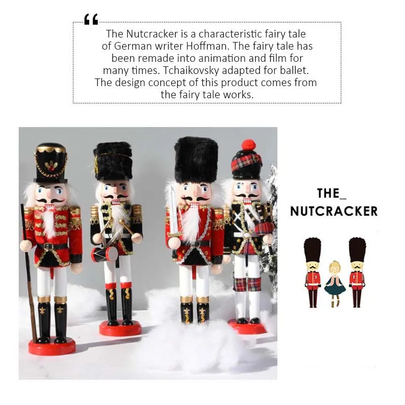 

30CM Christmas Wooden Nutcracker Soldier Doll Figurines Walnut Puppet Christmas Decorations Ornaments Gift