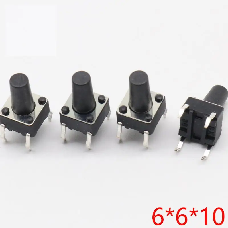 

50 шт./лот 6x6x10 мм 4PIN G94 Тактильные Такт кнопочный микро переключатель прямой самосброс DIP Top медь