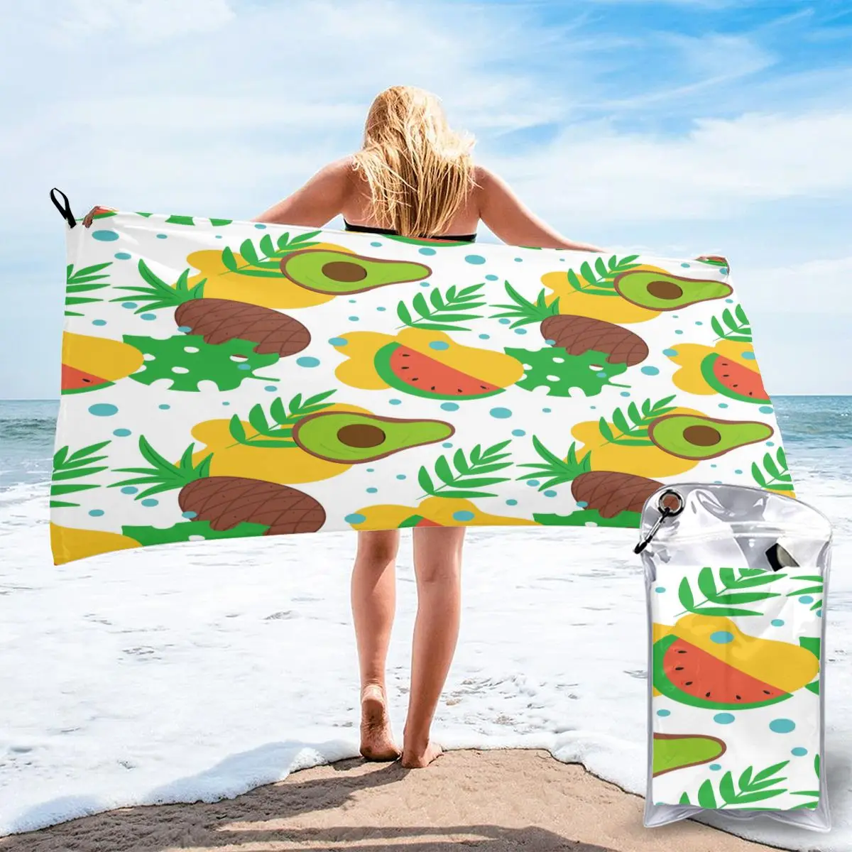 

Bath Towel Fruits Pineapple Avocado Quick Dry Large Towel Thin Absorbent Soft Towel for Home Travel Camping Swimming Beach Sport