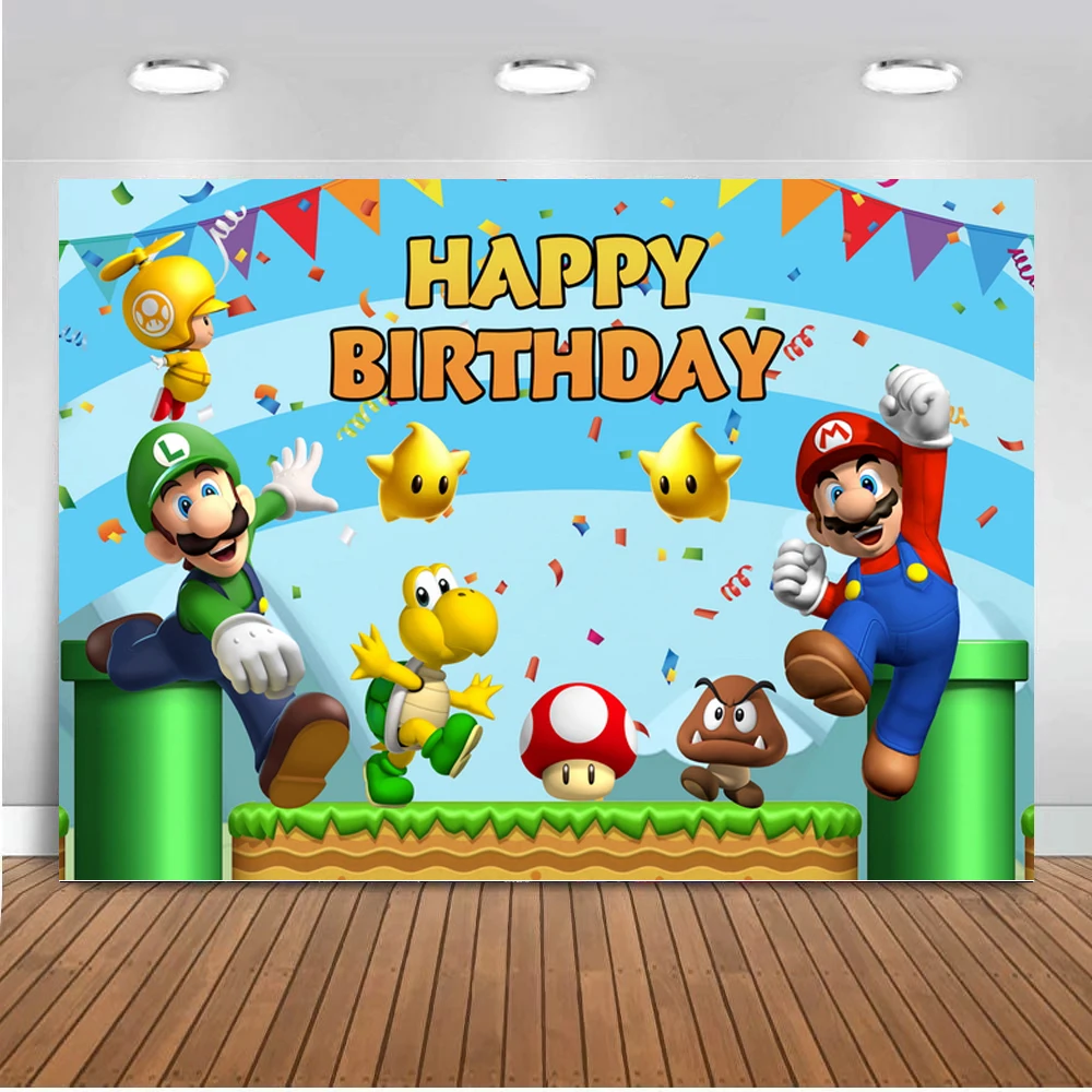 

Kids Cartoon Happy Birthday Backdrops Table Decor Boys Game Theme Party Newborn Baby Custom Photographic Studio Background Vinyl