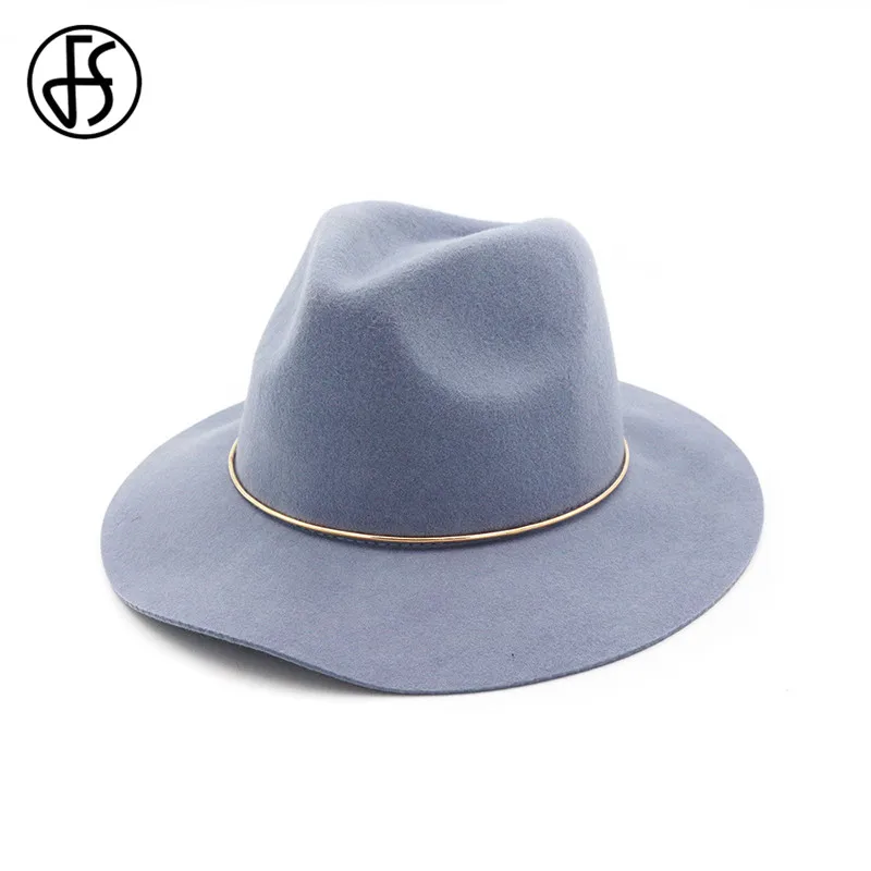 FS Демисезонный шерстяная шляпа Fedora Джаз фетровые шляпы розовый для женщин