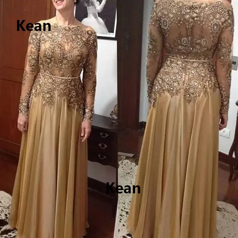 

Gold Evening Dresses Off Shoulder Applique Satin Special Occasion Party Islamic Dubai Kaftan Saudi Arabic Evening Gown Prom Plus