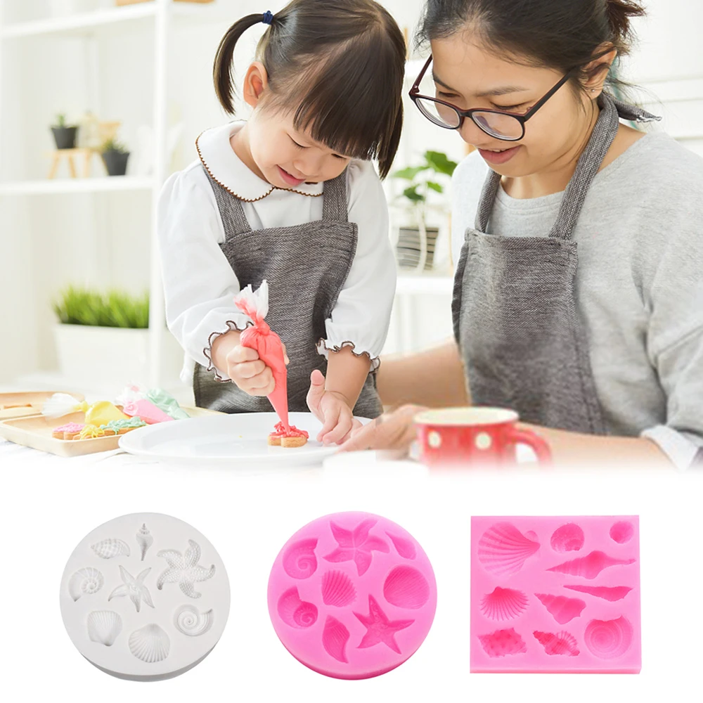 

1pcs Cake Decorating Tools DIY Sea Conch Starfish Shell Fondant Cake Candy Silicone Molds Creative DIY Chocolate Baking Moulds