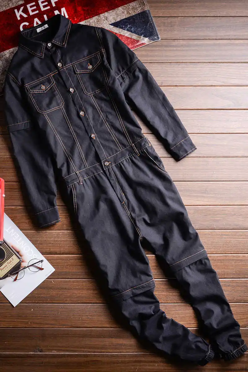 

Spring New Fashion personality one-piece suit Dress male detachable casual jacket Men Overall men and women Jeans Homme jumpsuit