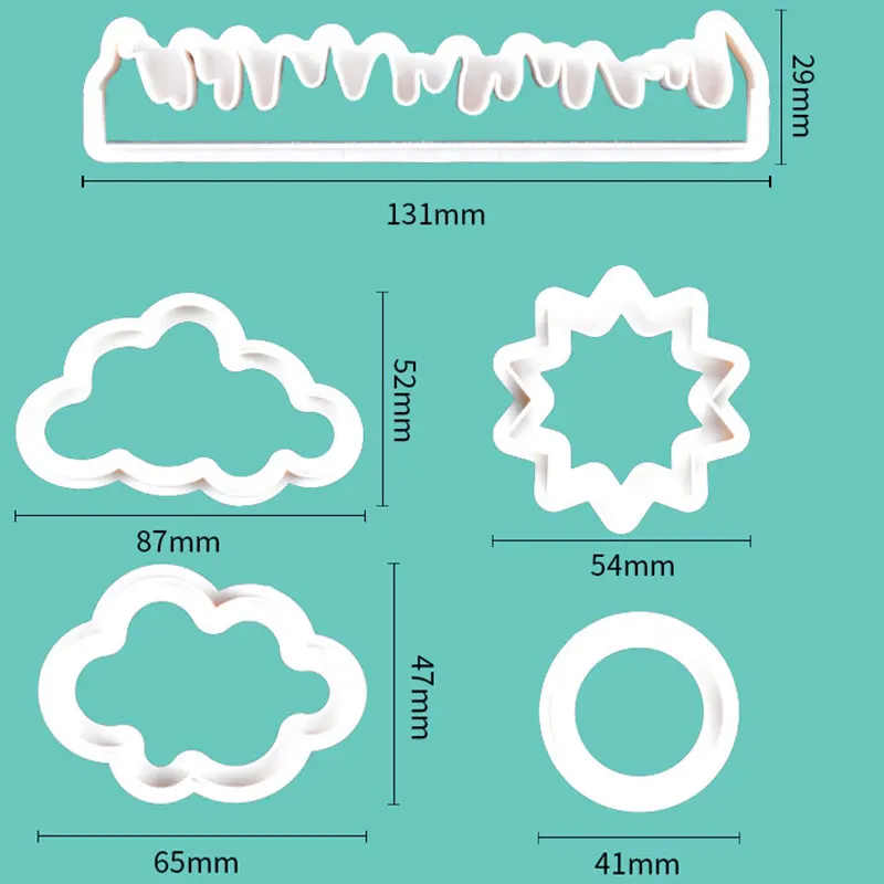 

5 pcs/set Grass Sun Cloud Cake Cutter Sugarcraft Cookie Mold Fondant Cake Decorating Tools