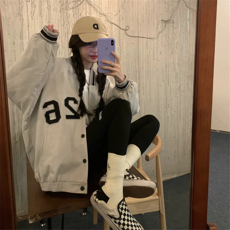 

Women Jacket Retro Number Embroidery Baseball Uniform 2021 New Korean Version Ins Street Loose Jacket Jacket Couples