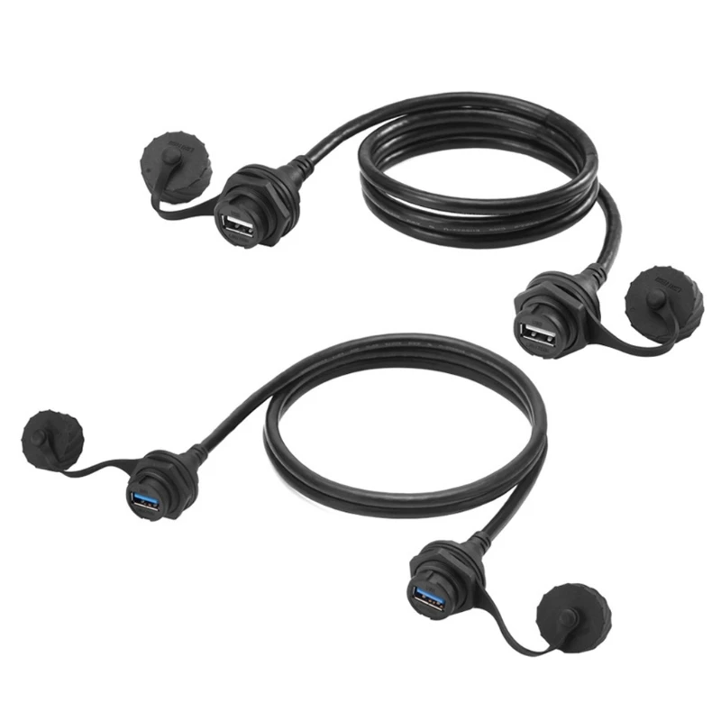 

USB 2.0 3.0 Socket Female to Female Cable 2 Ends IP67 Waterproof Panel Mount Connector Cord 1m 3ft