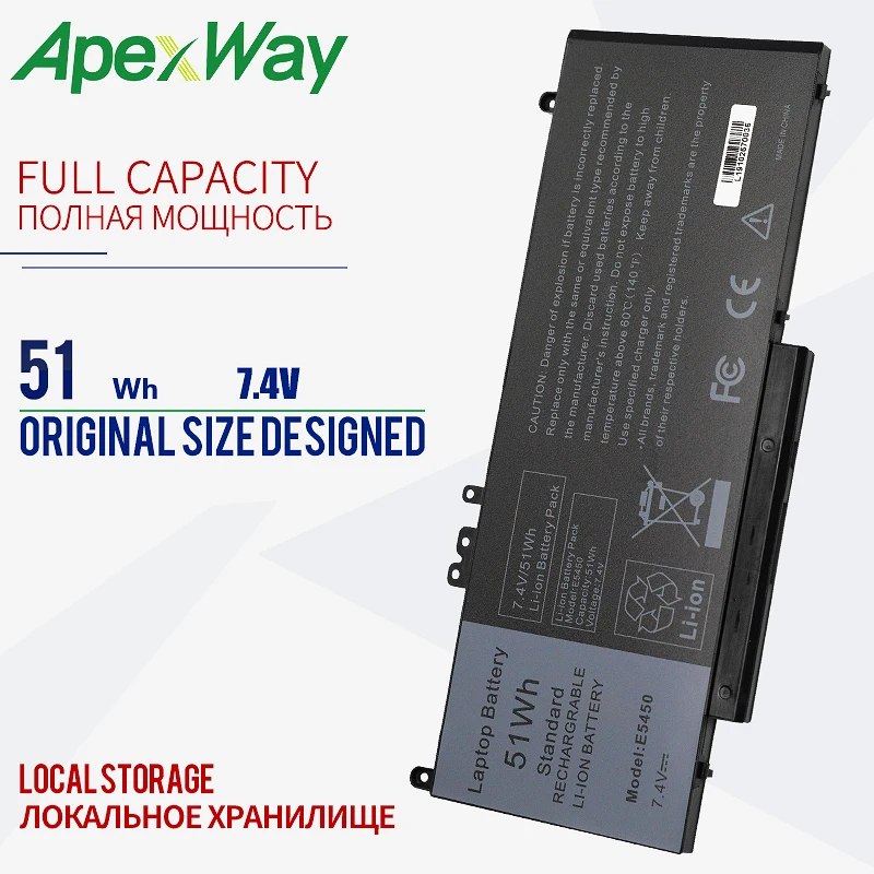 

7.4V Apexway 51WH Laptop Battery for Dell Latitude 3150 3160 E5250 E5450 E5470 E5550 E5570 G5M10 7V69Y TXF9M 79VRK 07V69Y