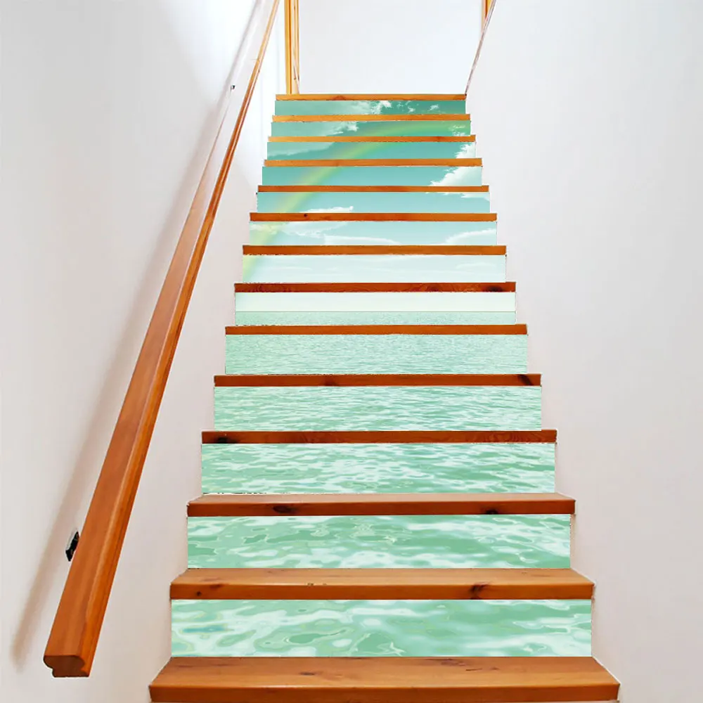 6 шт./компл. DIY 3D наклейки на лестницу с морскими радужными лестницами стену