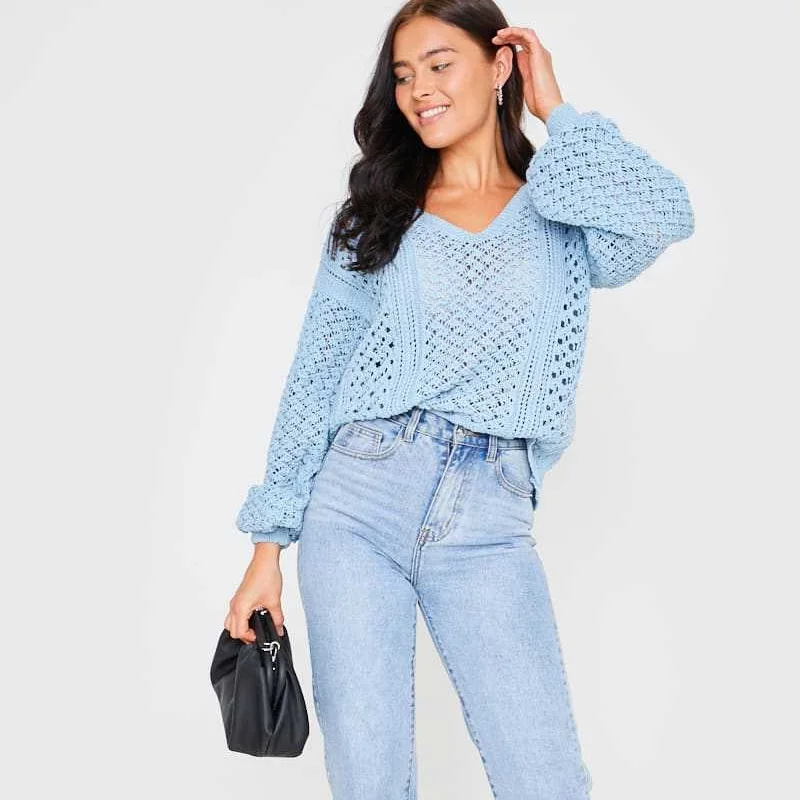 

2021 Autumn Winter Women Sweaters Solid Color Loose Knitting Tops Fashion Leisure Long Sleeves Sexy V-neck Hollowing Out Sweater