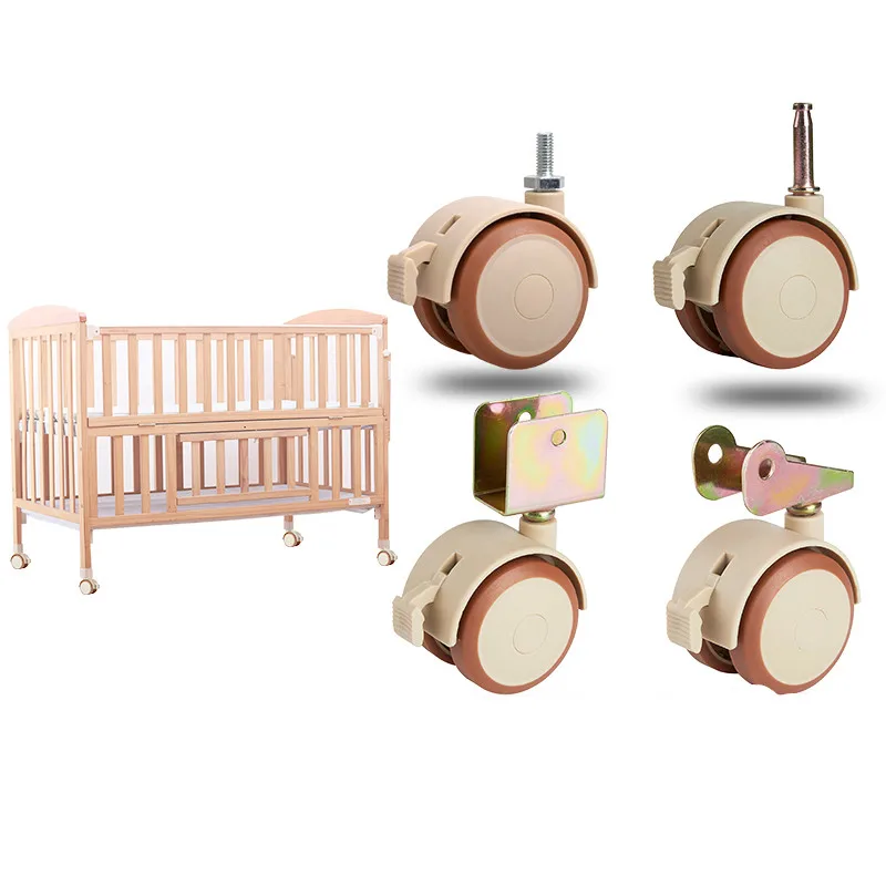 2'' universal crib Swivel Casters Cabinet Clamp with Brake Wheels Nylon Furniture support leg for Chairs Baby Bed Trolley |