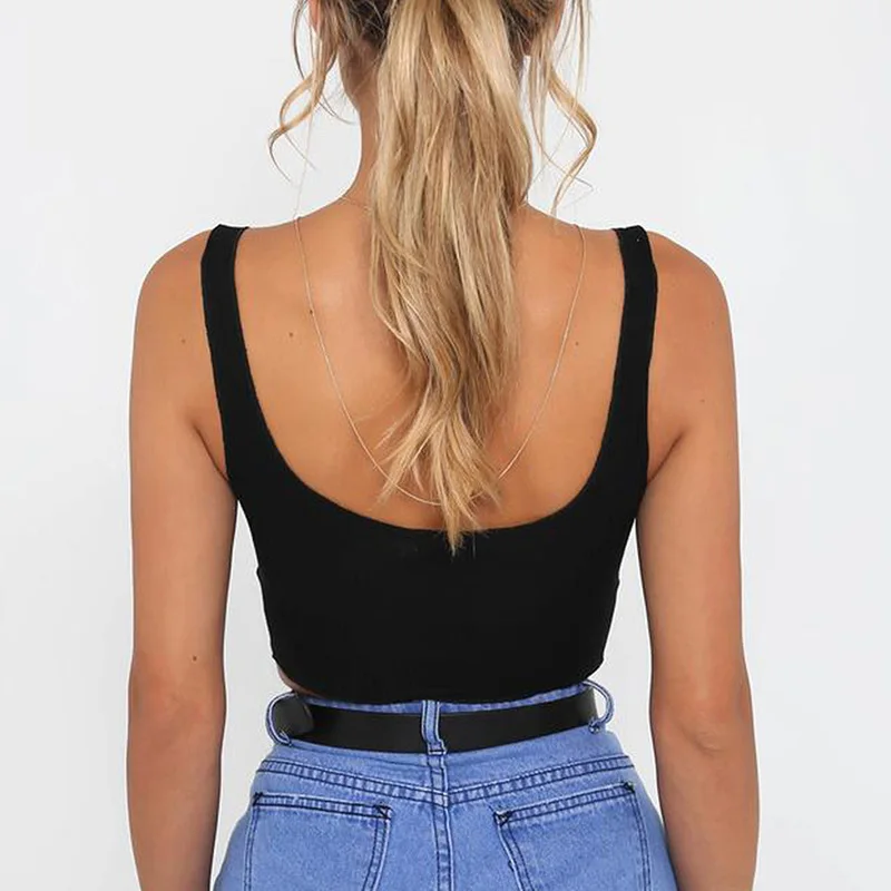 Lovely Womens Sleeveless Deep V-neck Bow Tank Tops Vest Halter Female Casual Backless Crop Top Black Tee Underwear | Женская одежда