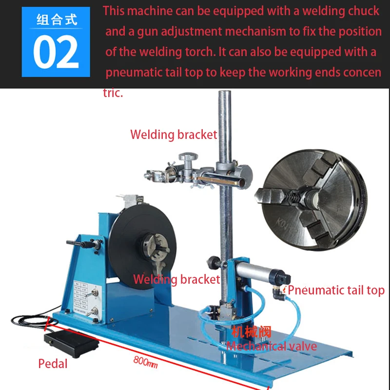 

80mm Chuck + HD-10 Mini Welding Positioner Turntable 3 Jaw Lathe Chuck Welding Table semi-automatic welding