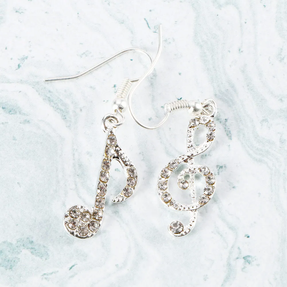 Серьги-капли с музыкальной нотой блестящие элегантные хрустальные висячие