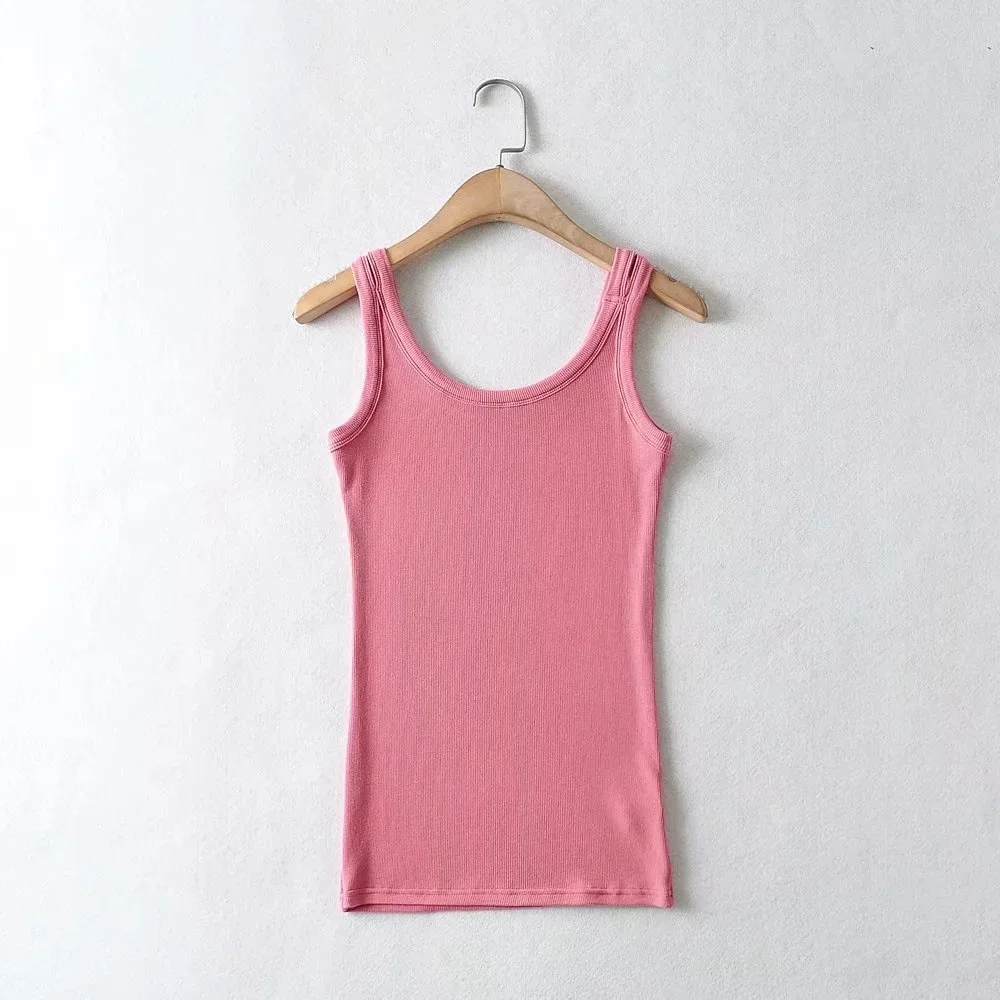 

2021 summer trend round neck short vest sling sexy hollow double shoulder strap slim slimming solid fashion female long top