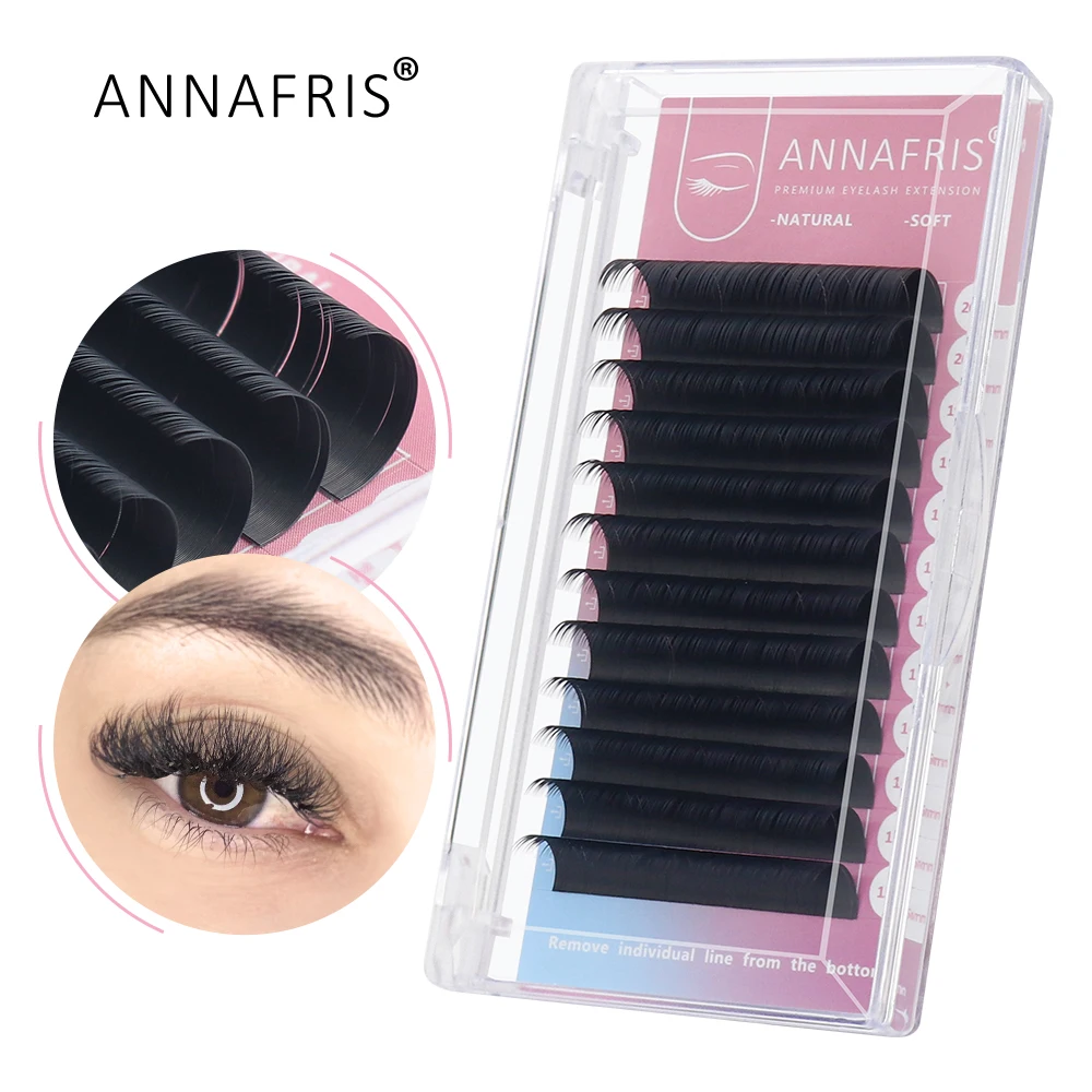 Накладные ресницы ANNAFRIS из искусственной норки корейские натуральные матовые