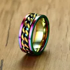 Мужское вращающееся кольцо-Спиннер из нержавеющей стали 8 мм цепь цветов радуги