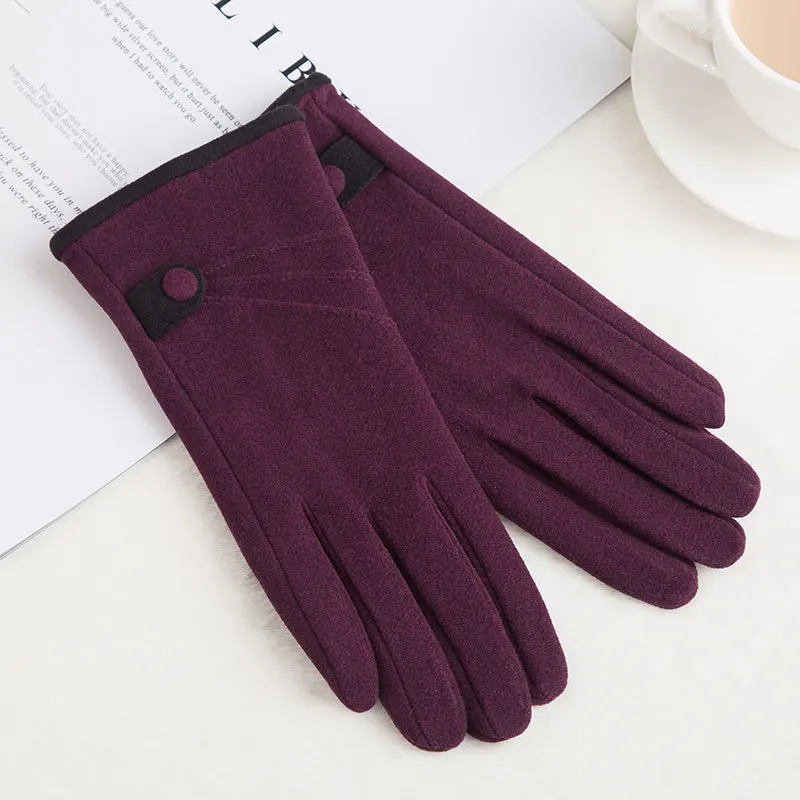 

Suede Leather Solid Warm Full Finger Gloves Touch Screen Plush Inside Wrist Warm Driving Gloves Outdoor Cycling Mittens New