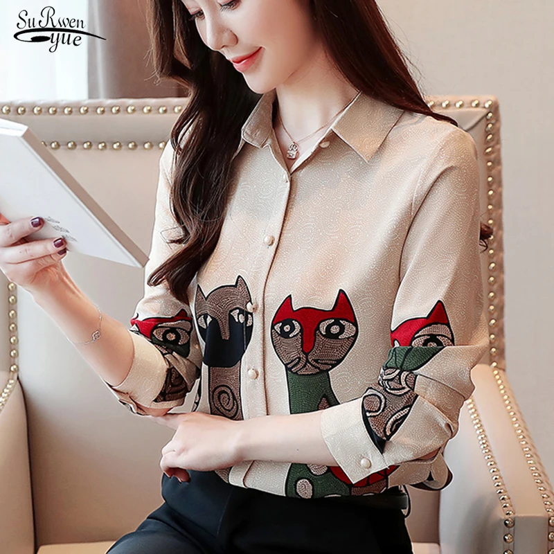 

Shirts Female 2021 Fashion Long Sleeve Spring Korean Chiffon Bottomed Floral Women Tops and Blouses Elegant Ladies Women 8356 50