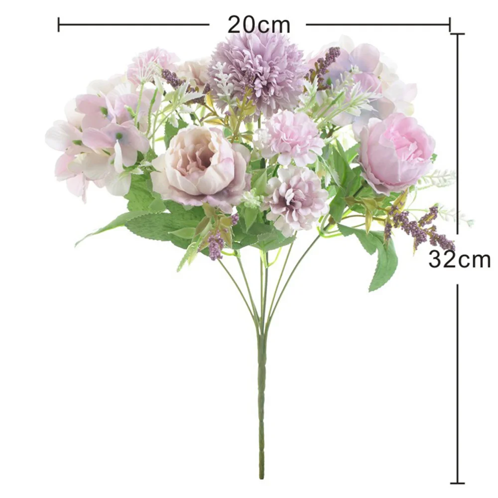 

7-Branch Simulated Assorted Peony Artificial Flower Bundle Photography Prop for Bouquet Home Office Wedding Decoration (Light Pi