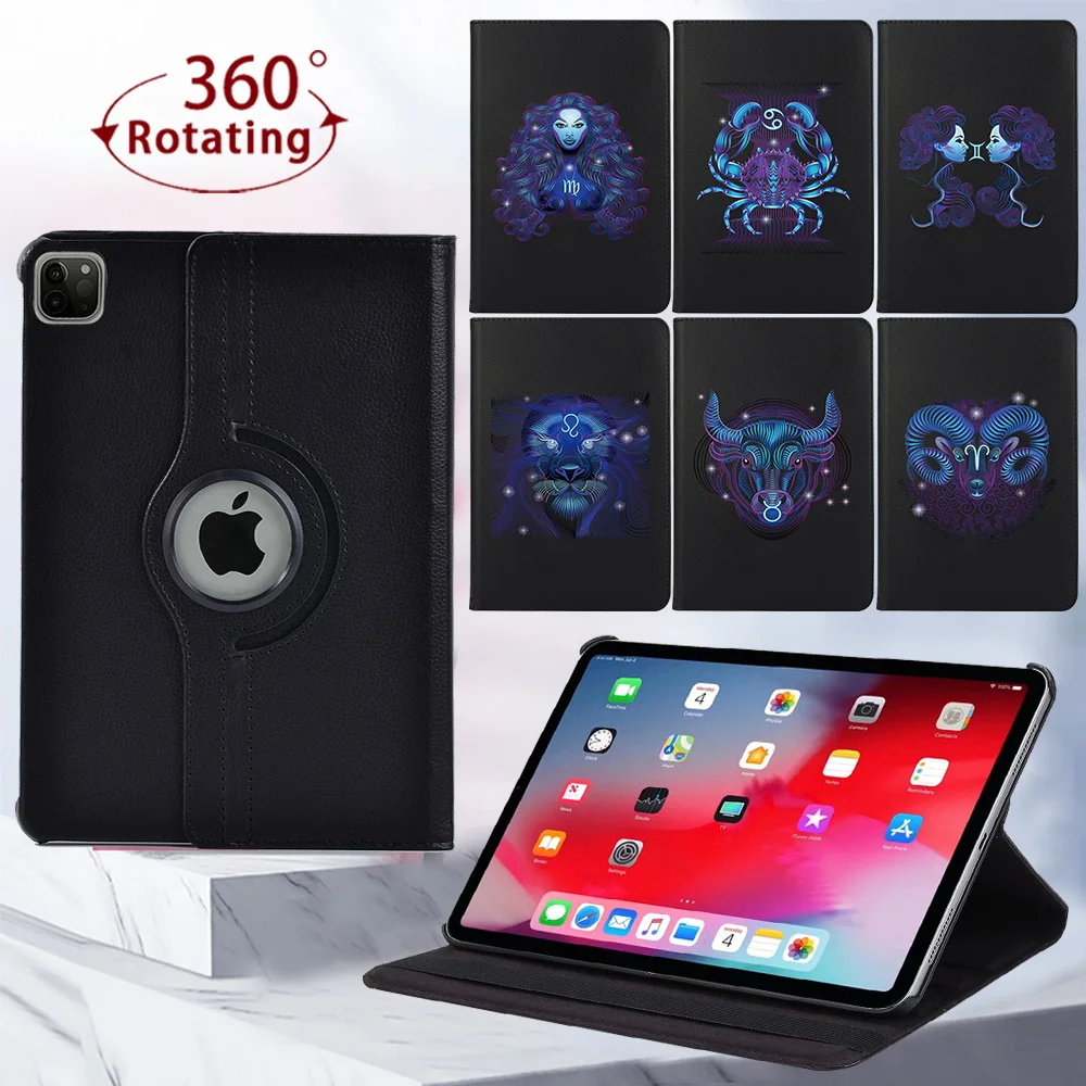 

Tablet Case for Apple IPad Air 4/Air 3/Air 1/Air 2 360 Rotating Print Pattern Tablet Protective Shell + Free Stylus