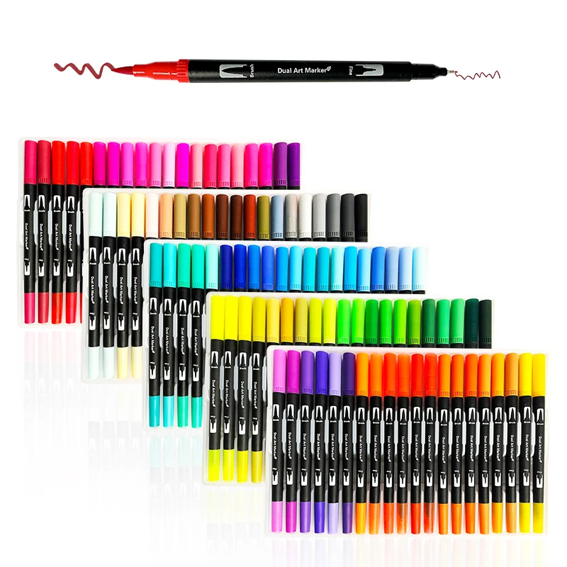 120 шт. цветные кисти с двойным наконечником художественные маркеры тонкий лайнер