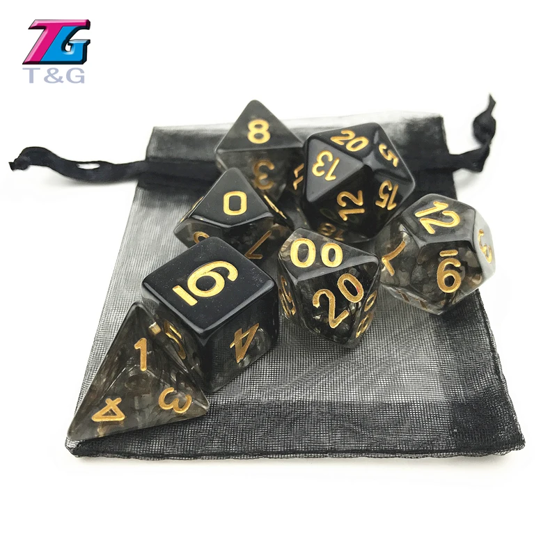 Новинка! 7 шт./компл. Новые кости полигедрал туманность игра DnD plus сумка d4 d6 d8 d10 d12 d20