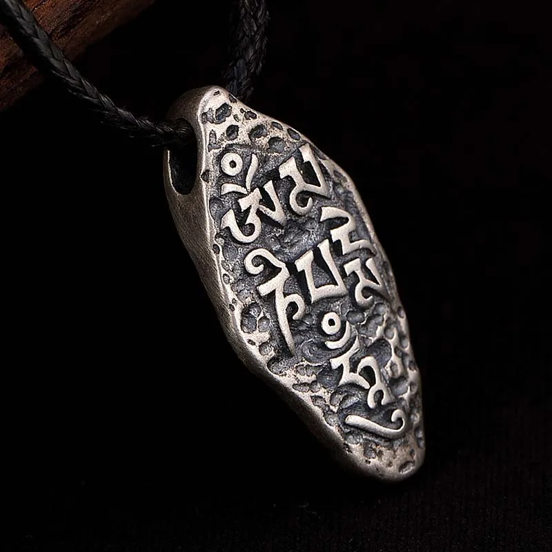 

Серебряное ожерелье амулет, ожерелье амулет, буддизм, шесть слов