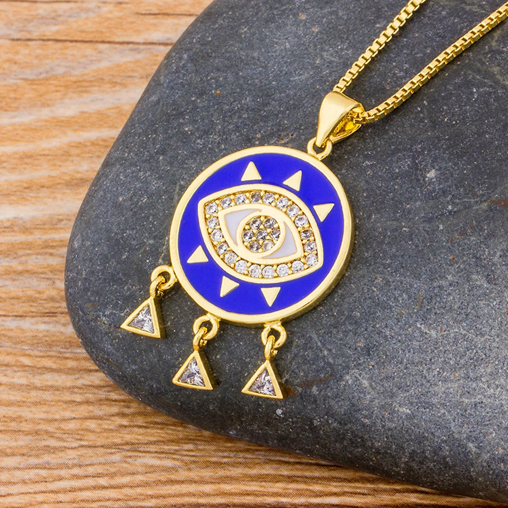 Женское колье AIBEF инкрустированное искусственным бриллиантом круглое синее