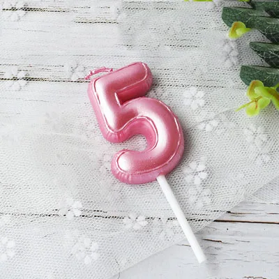 Pink5 1 шт День Рождения шар Свеча розовый синий Свеча День рождения торт украшение 0-9 Количество свечи Детские сувениры на день рождение вечерние Декор - Цвет: Pink5