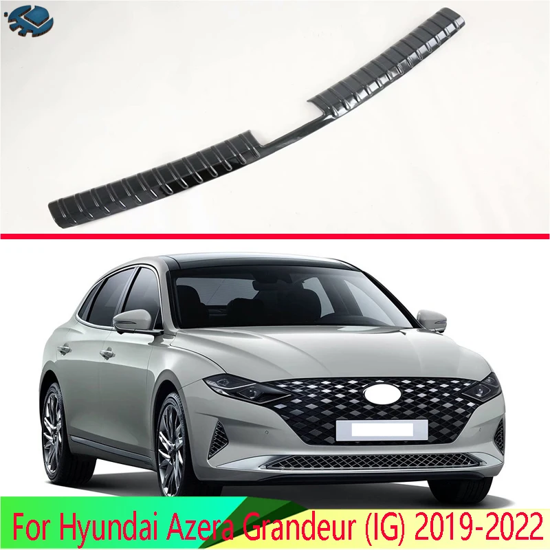 

For Hyundai Azera Grandeur (IG) 2019-2022 Car Accessories Black Steel Rear Trunk Scuff Plate Door Sill Cover Molding Garnish