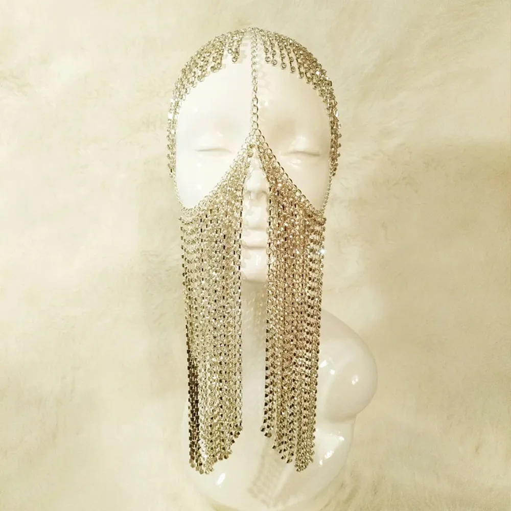 Индийские ювелирные украшения Стразы маска с кисточками украшение на цепочке