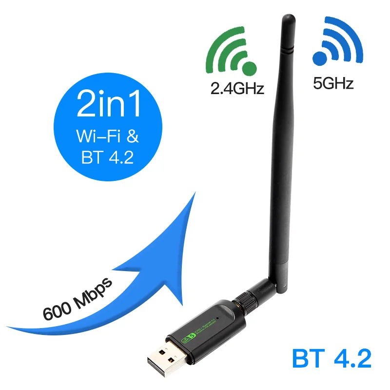 Мини USB Wifi адаптер 600 Мбит/с Bluetooth-совместимый Wi-Fi адаптер для ПК ноутбука беспроводной приемник сетевая карта Бесплатный драйвер