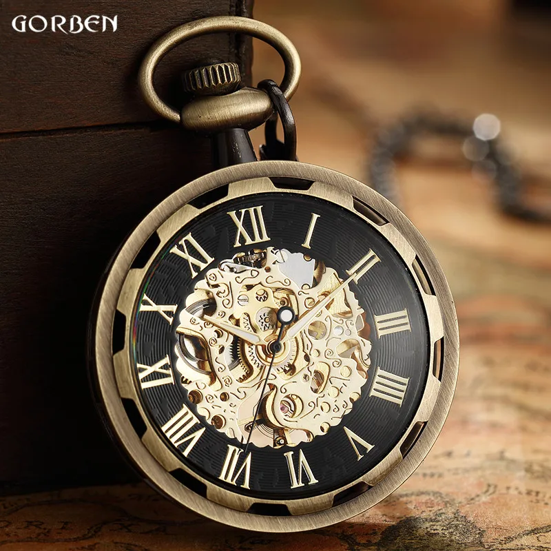 Steampunk Mechanical Pocket Watches Antique Dial Women Men Watch Pocket Fob Watches With Chain relogio masculino