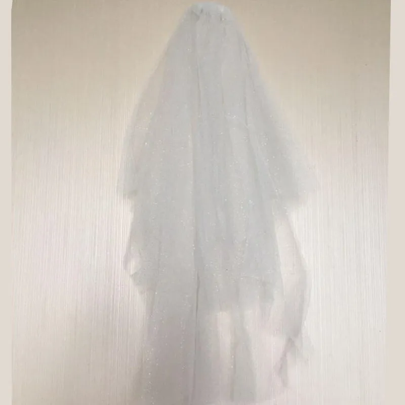 Блестящая двухслойная короткая свадебная вуаль с блестками свадебные