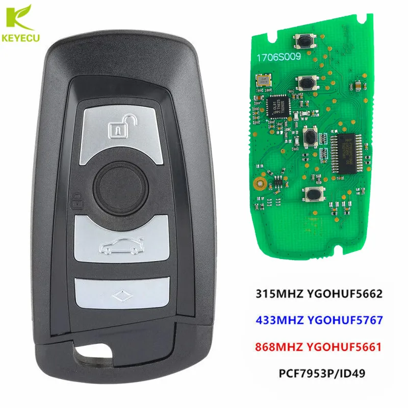 KEYECU умный дистанционный ключ с 4 кнопками для BMW F Chass 5 7 Series FEM/BDC CAS4 + 315 МГц YGOHUF5662 434