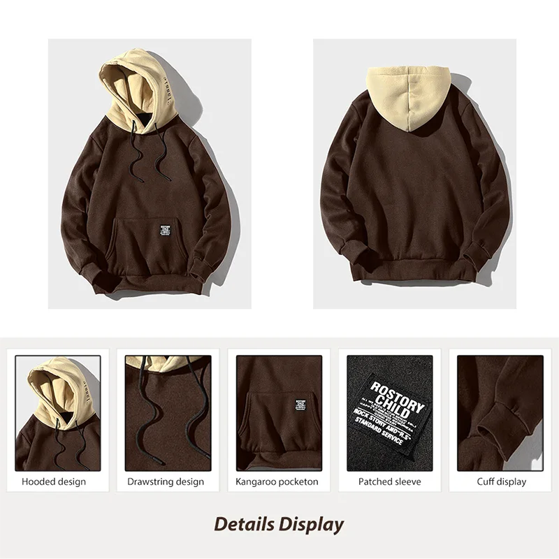 ZAFUL мужская толстовка с капюшоном цвет-блокировка надписями карманами свитшоты