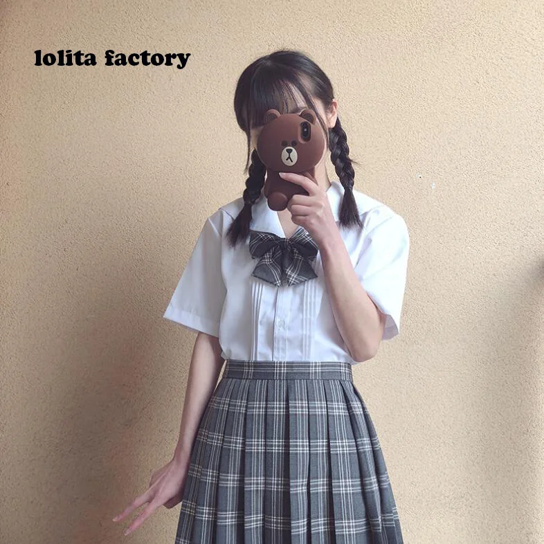 Японская школьная форма JK с вышивкой плиссированная блузка женская рубашка для