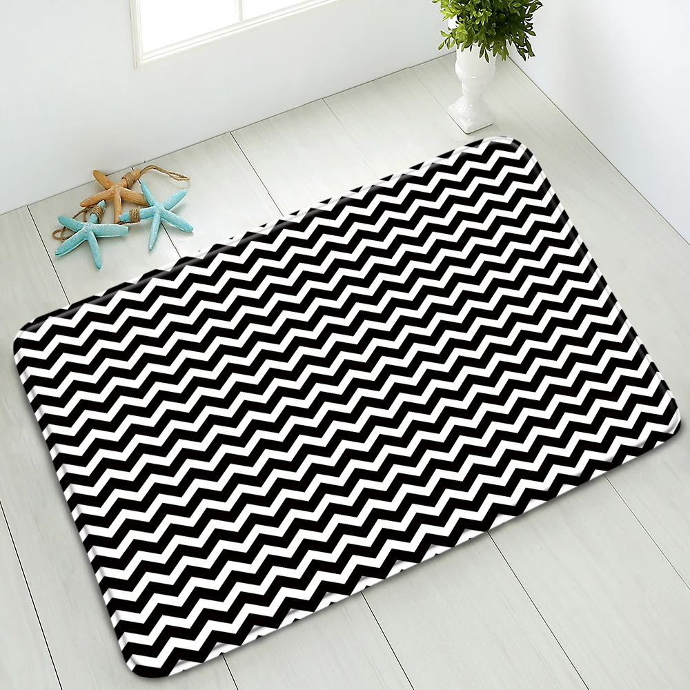 

Simple Geometric Bath Mat Shower Room Water Absorption Carpet Bedroom Kitchen Non-Slip Doormat Flannel Washable Floor Cushion