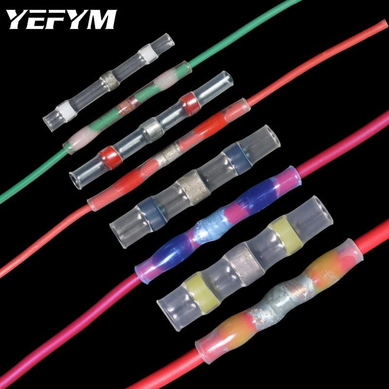 

50pcs Solder Seal Wire Connectors Heat Shrink Solder Butt Connectors Solder Connector Kit Automotive Marine Insulated