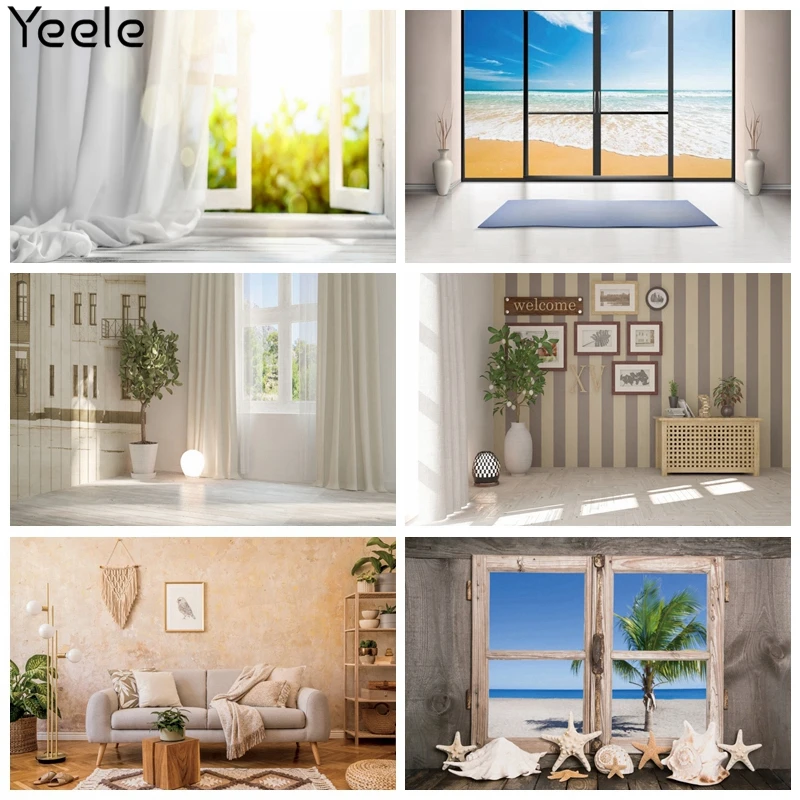 Фоны для фотосъемки Yeele с изображением белого дома занавеса окна солнечного