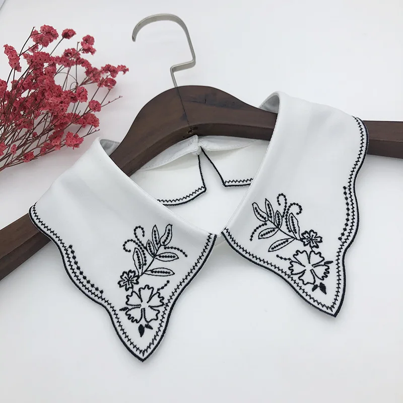 

Sitonjwly Women Solid Color White Fake Collar Blouse False Collar 2022 Embroidery Detachable Shirt Collar Blouse Top Nep Kraagie