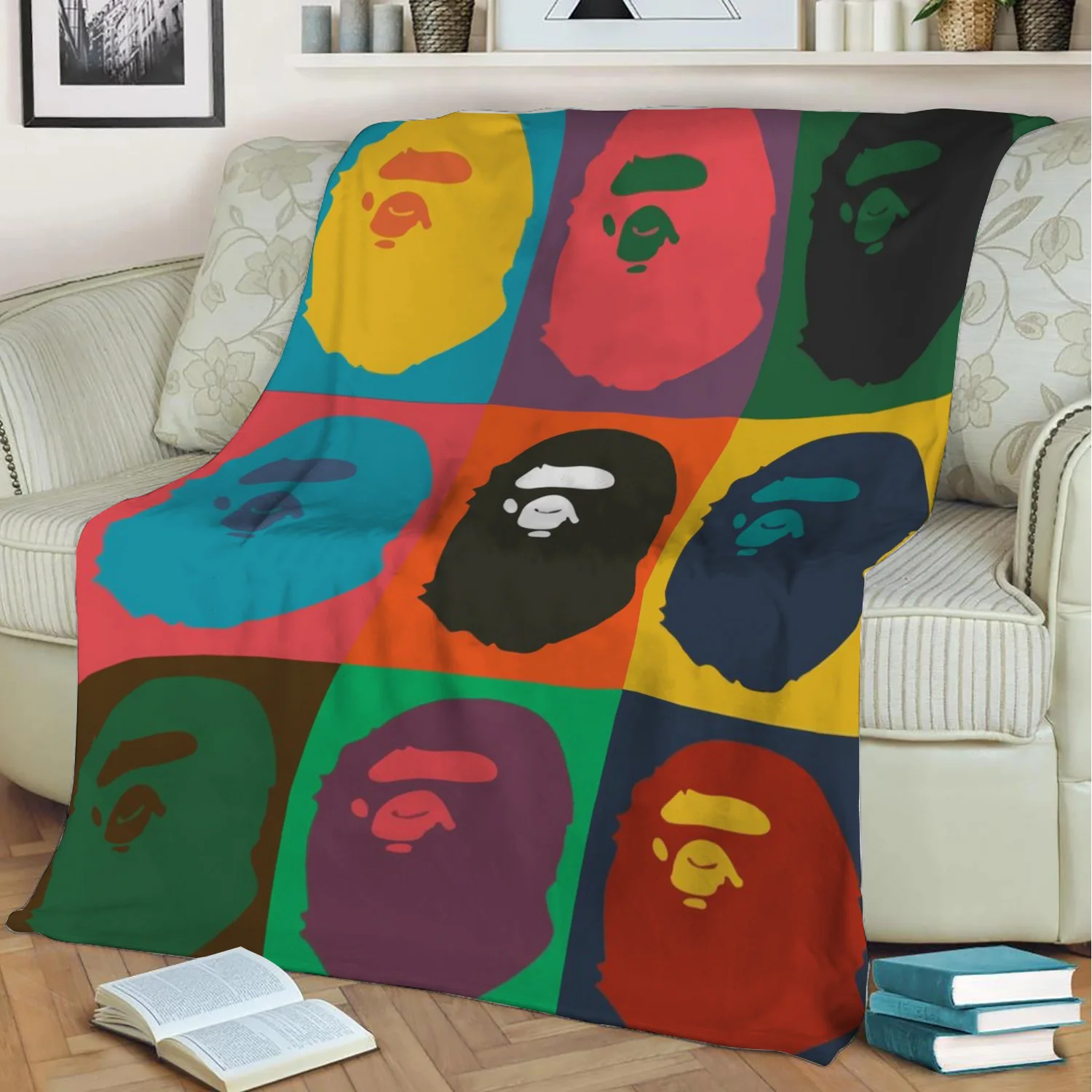 

Ba pe Monkey Hypebeast 3D Print Plush Blanket Throw on Sofa Home Decor Soft Warmth Washable Nap Blankets Dropshipping